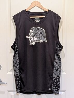 EUC 90s Metal Mulisha 2X Sleeveless Bandana Print Embroidered Skull FMX Tank Top